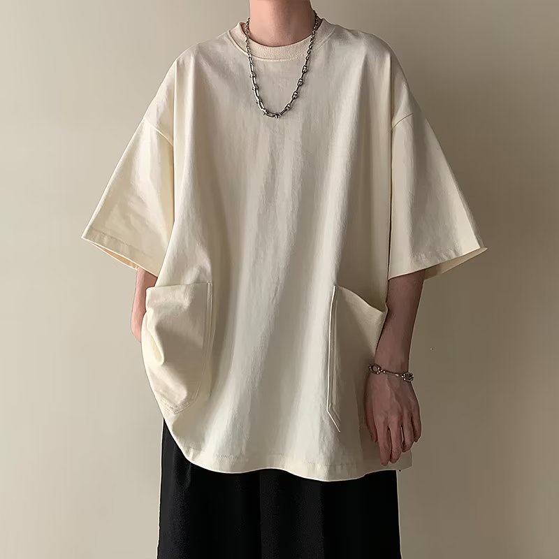 Áo Thun Tay Ngắn Có Túi Lớn Phong Cách Đường Phố Mới Mùa Hè Dễ Phối Đồ Cho Nam