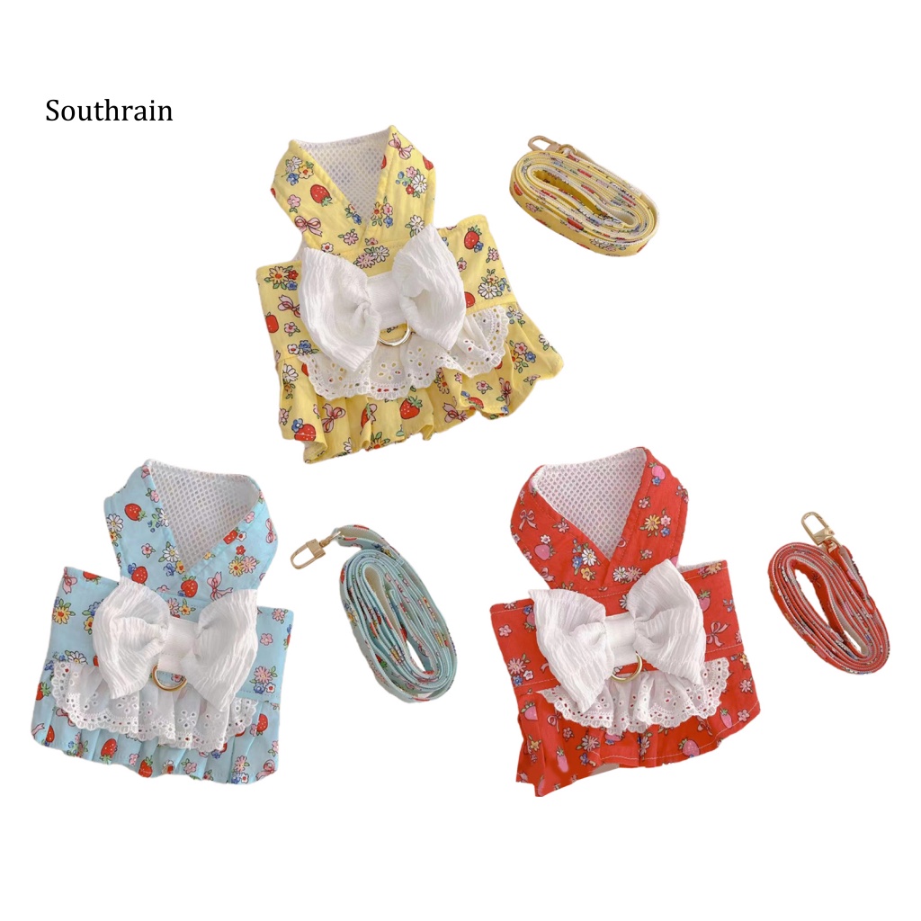 1 Bộ Áo Vest Và Quần Yếm Bằng Polyester Thoáng Khí In Họa Tiết Dễ Thương Dùng Chụp Ảnh Cho Cún Cưng