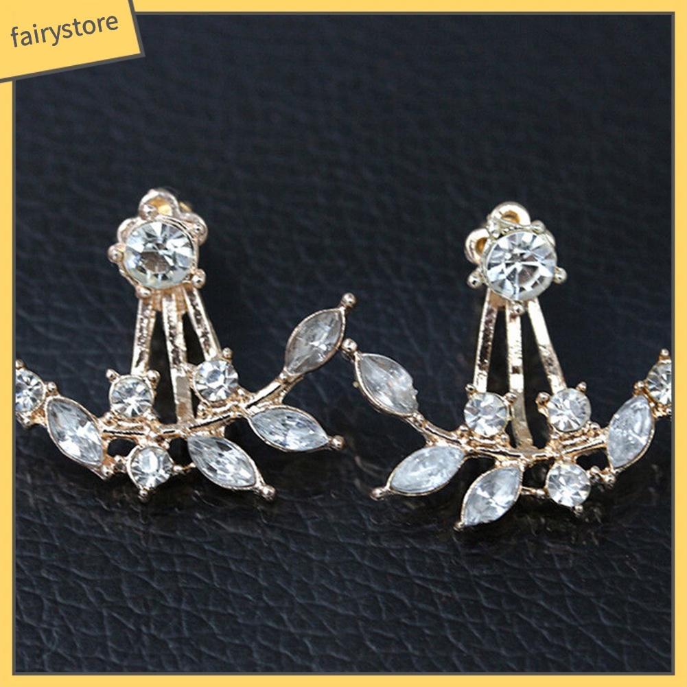 Đôi Khuyên Tai Hình Cành Lá Đính Đá Thời Trang Cho Nữ