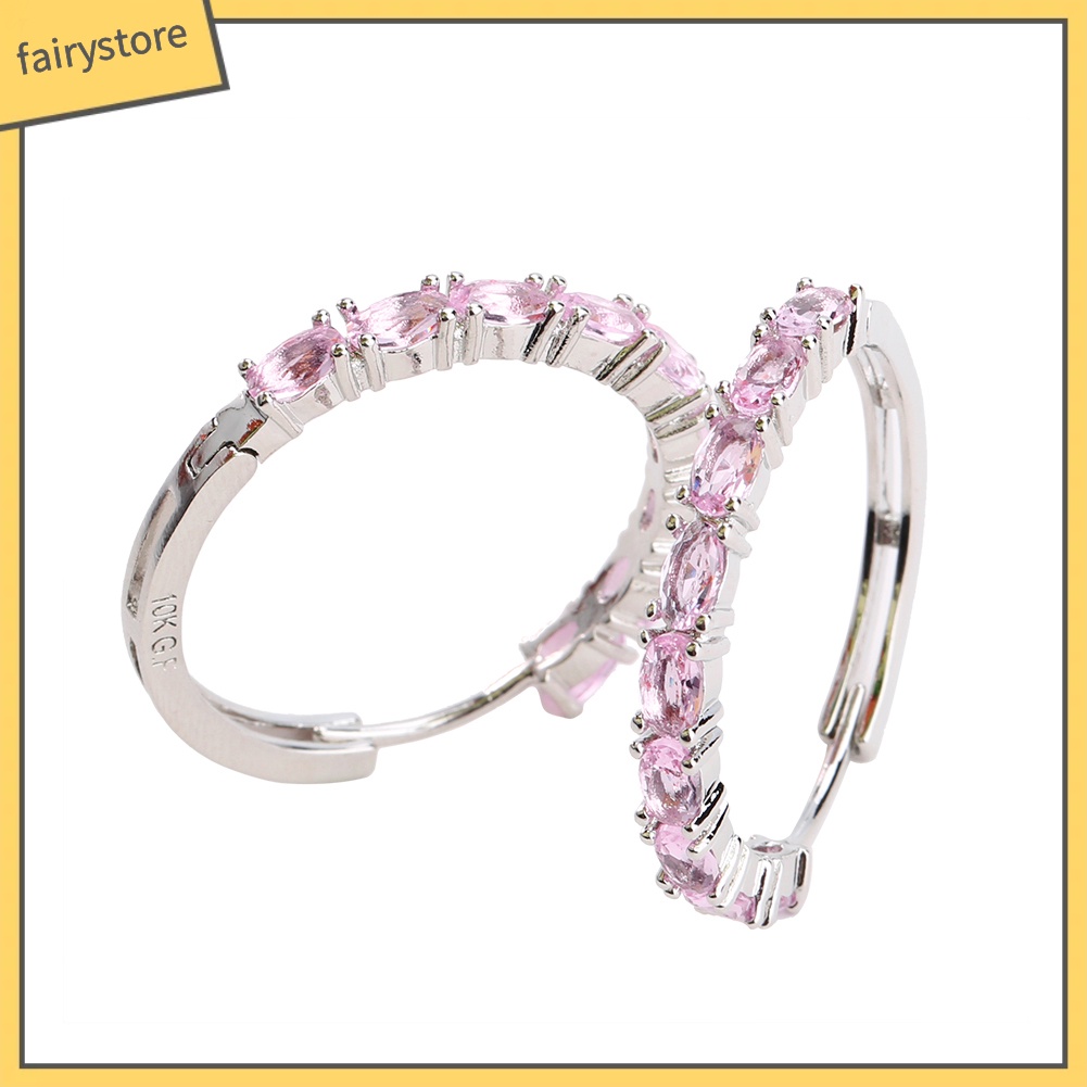 Bông Tai Hình Oval Đính Đá Zircon Sang Trọng Dành Cho Nữ