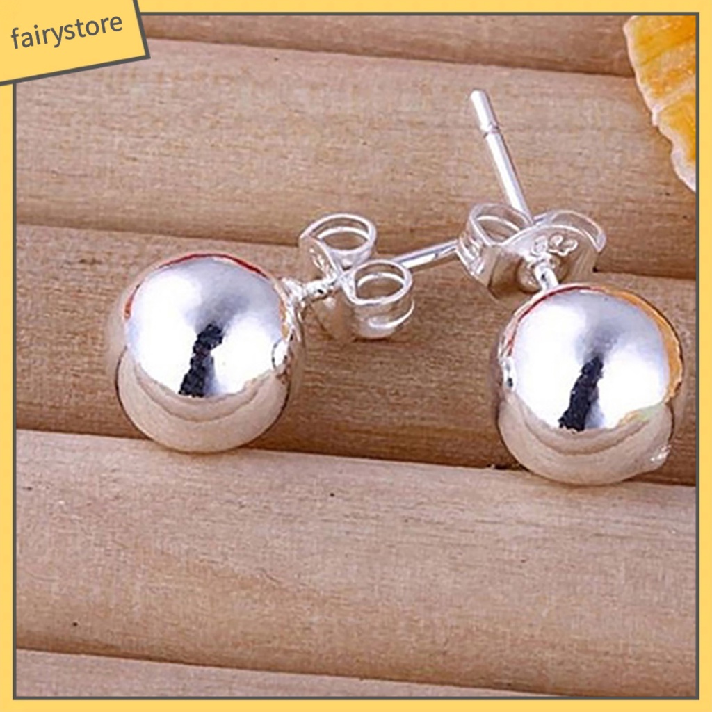 1 Đôi Bông Tai Tròn Bằng Thép Không Gỉ Màu Bạc Thời Trang Dành Cho Nữ