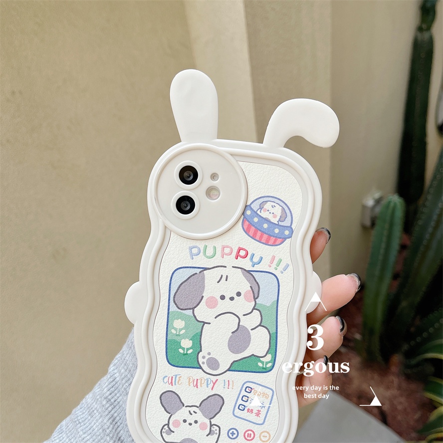 Ear CaseỐp Điện Thoại TPU Mềm In Hình Chú Cún Hoạt Hình Dễ Thương Cho IPhone 14 13 12 11 Pro Max X XR Xs Max