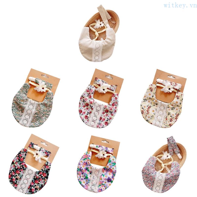 Bộ 3 Yếm Ăn Cotton Họa Tiết Hoa Dễ Thương Tiện Dụng Cho Bé