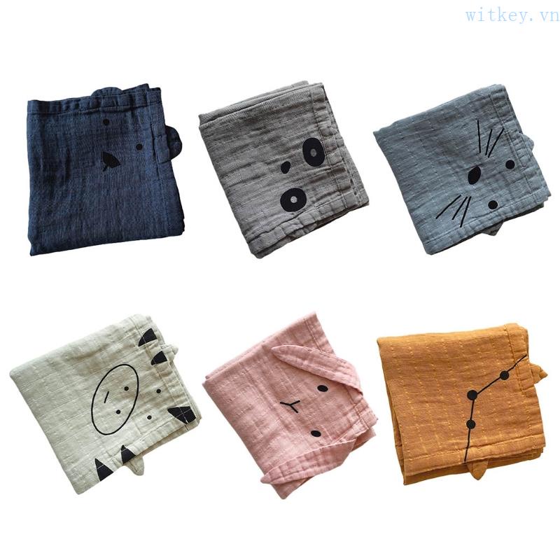 Chăn Quấn Em Bé Chất Liệu Cotton 2 Lớp Họa Tiết Hoạt Hình 90x90cm