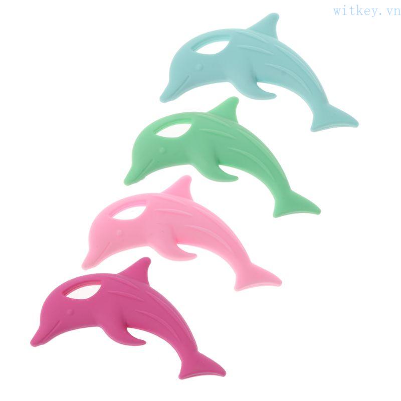 Núm Vú Giả Ngậm Mọc Răng Hình Cá Heo Hoạt Hình Bằng Silicon Không BPA Cho Bé Sơ Sinh