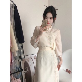 Set Đầm Sườn Xám Phong Cách Trung Hoa Thời Trang Xuân Hè 2023 Mới