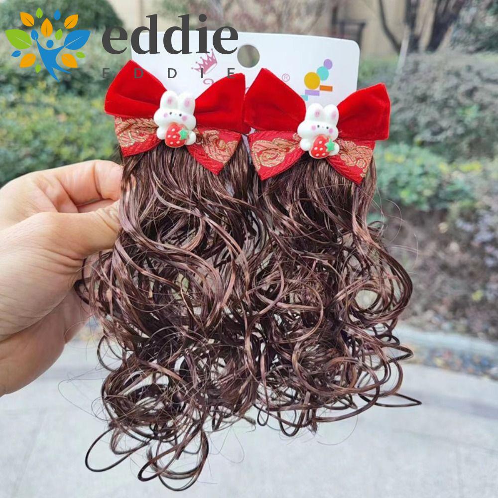 Kẹp Tóc Giả Xoăn 26Ede Màu Đỏ Dễ Thương Ngọt Ngào Cho Bé Gái