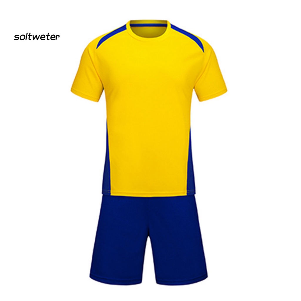 1 Bộ Áo Thun + Quần Short Thể Thao Màu Sắc Tương Phản Thấm Hút Mồ Hôi Thời Trang Cho Nam Và Nữ