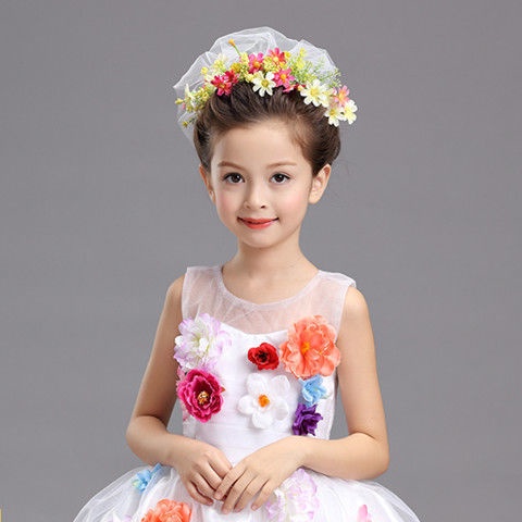 Chân Váy Lưới Bông Gạc Hoa Xếp Tầng Mẫu Giáo Hợp Thời Trang