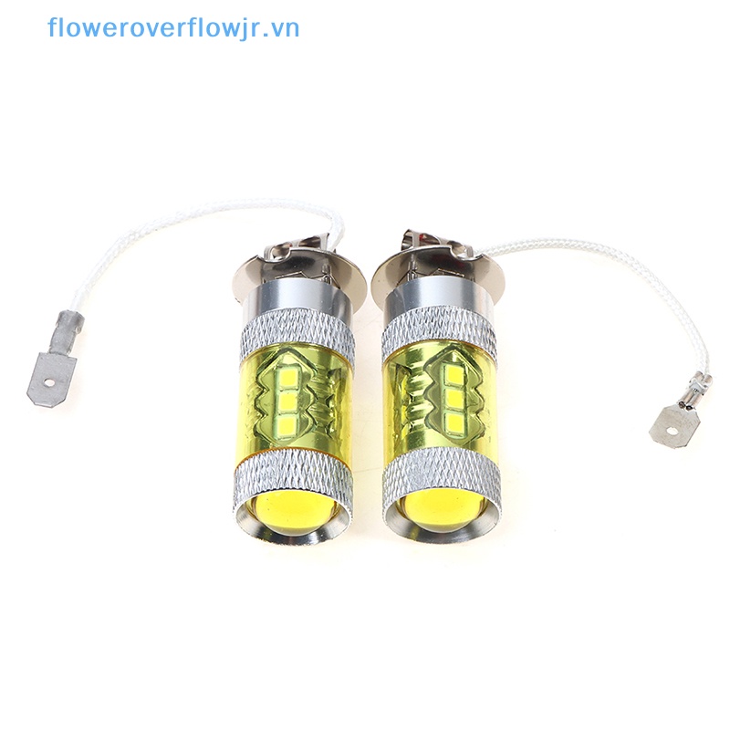 2 Đèn LED Phá Sương Mù Ánh Sáng Vàng 12-24V H3 80W 16 SMD Cho Xe Hơi