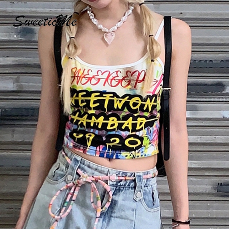 Áo Tank Top Ôm Dáng In Họa Tiết Màu Tương Phản Thời Trang 2023 Cho Nữ