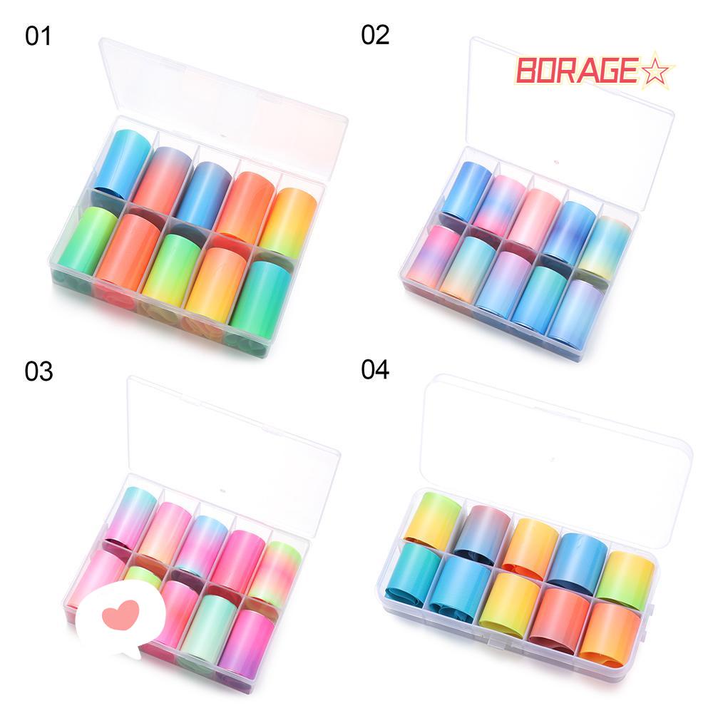 Set Giấy Foil Màu Sắc Cầu Vồng Neon Dán Móng Nghệ Thuật
