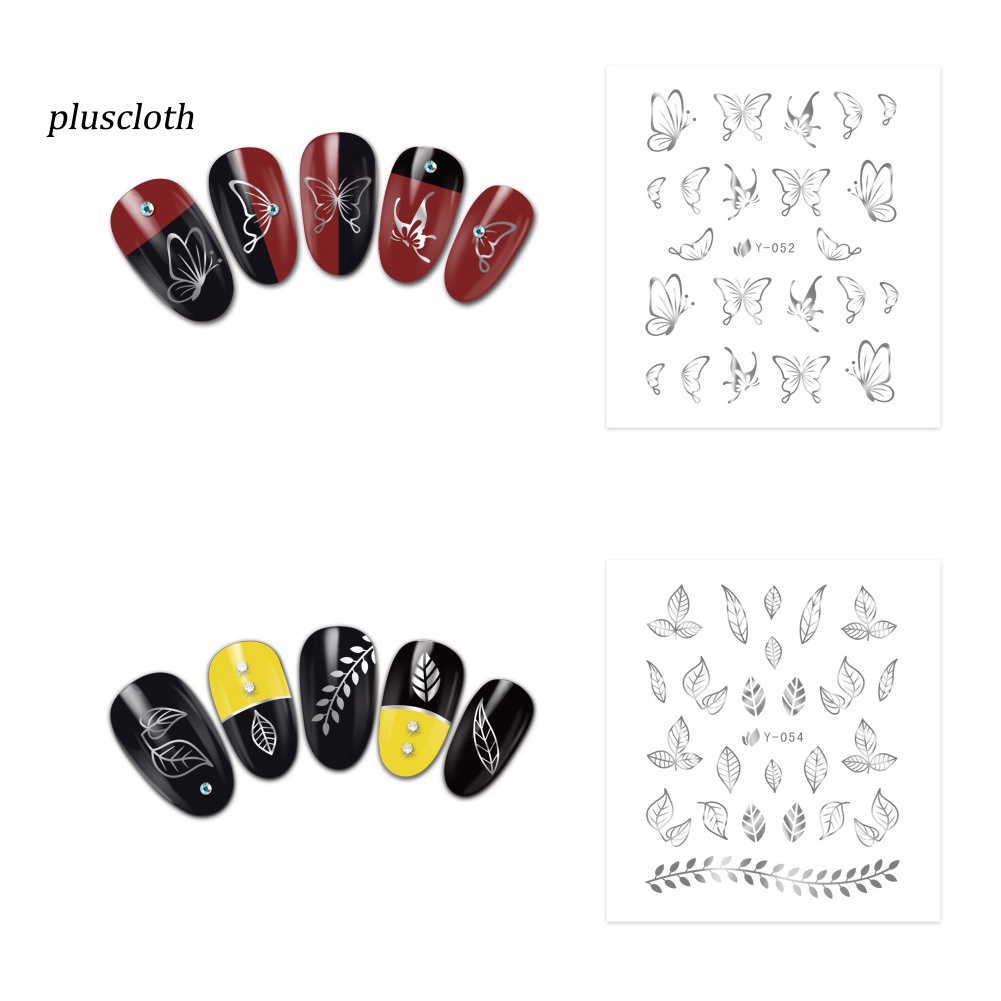 Set 30 Tấm Nhãn Dán Móng Nghệ Thuật Họa Tiết Bướm / Mèo / Nhện Màu Vàng / Bạc