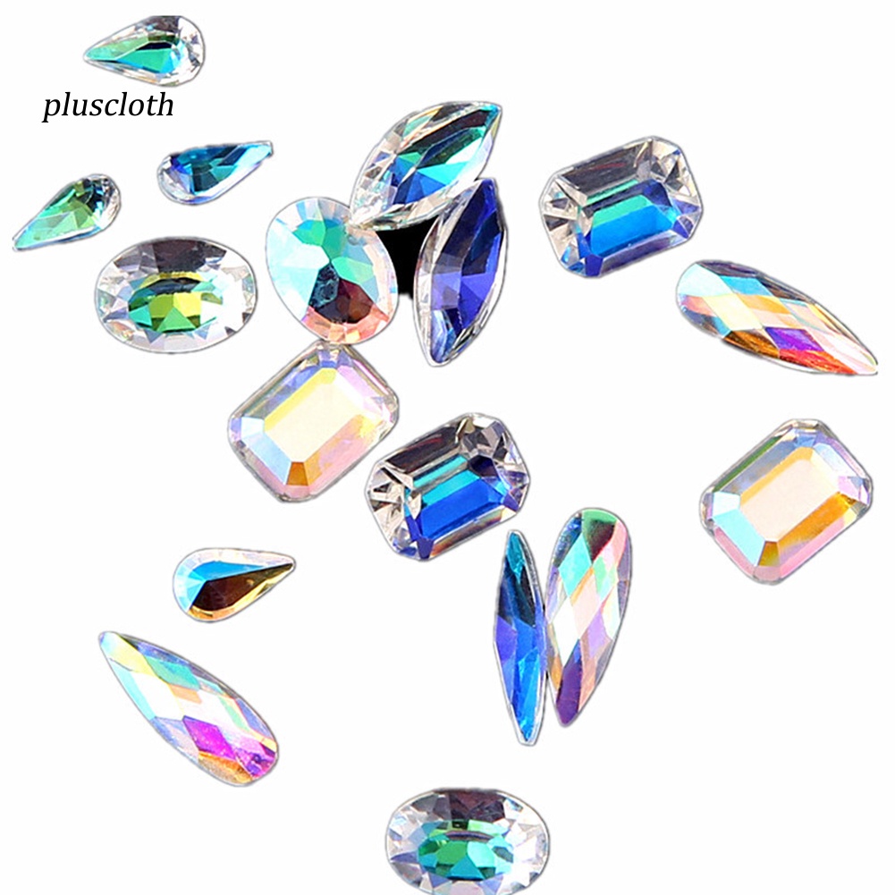 &lt; Pluscloth &gt; Hộp 12 Ngăn Hạt Kim Cương Giả Hình Giọt Nước Trong Suốt Trang Trí Móng Tay Nghệ Thuật