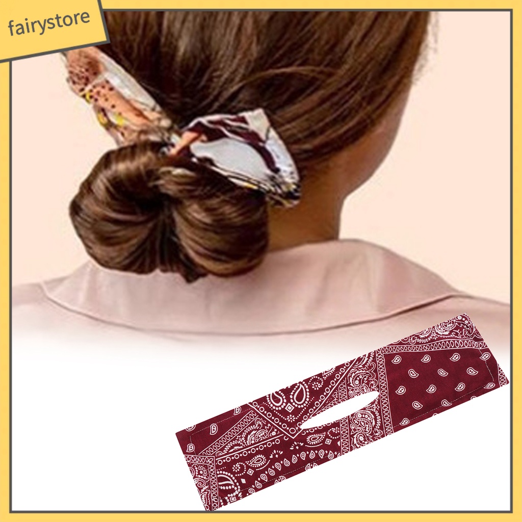 Dây Buộc Tóc Xoắn Bằng Polyester In Họa Tiết Phong Cách Cổ Điển Có Thể Tái Sử Dụng Cho Nữ