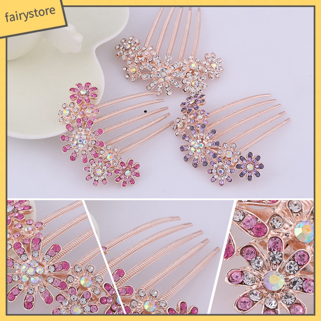 Lược Cài Tóc Năm Răng Đính Đá Lấp Lánh Dễ Sử Dụng