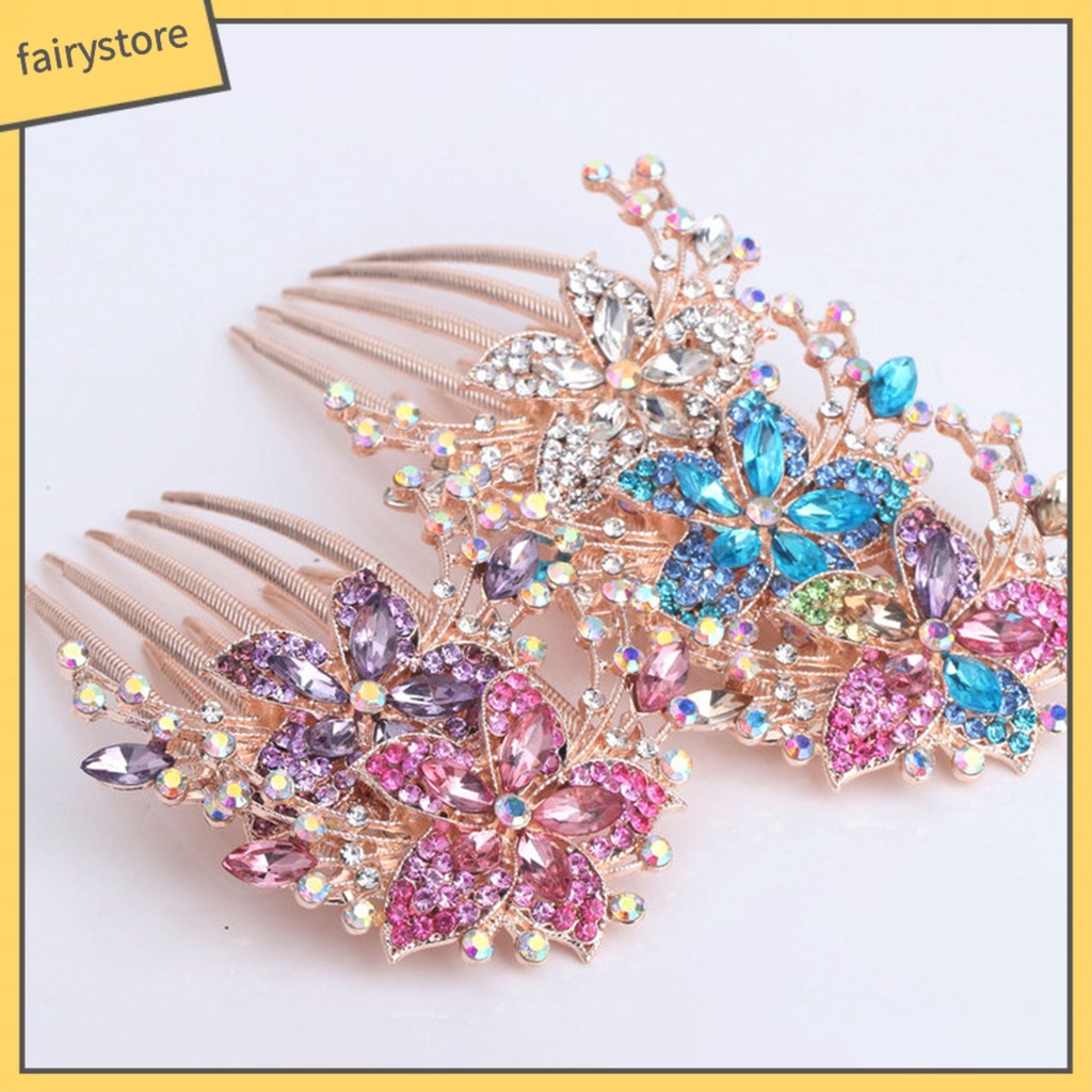 Lược Cài Tóc Năm Răng Đính Đá Lấp Lánh Chất Lượng Cao