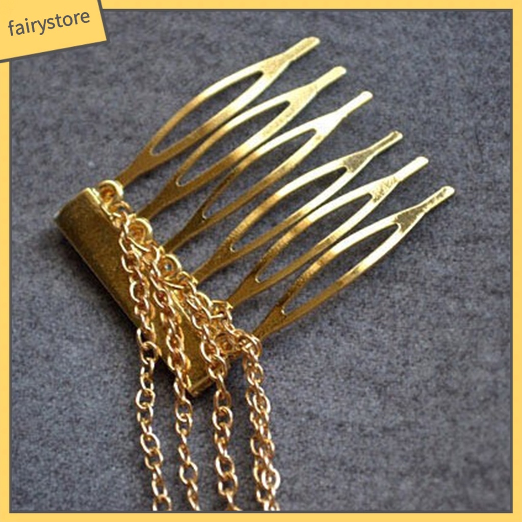 Lược Cài Tóc Bằng Hợp Kim Phối Dây Xích Tua Rua Sang Trọng