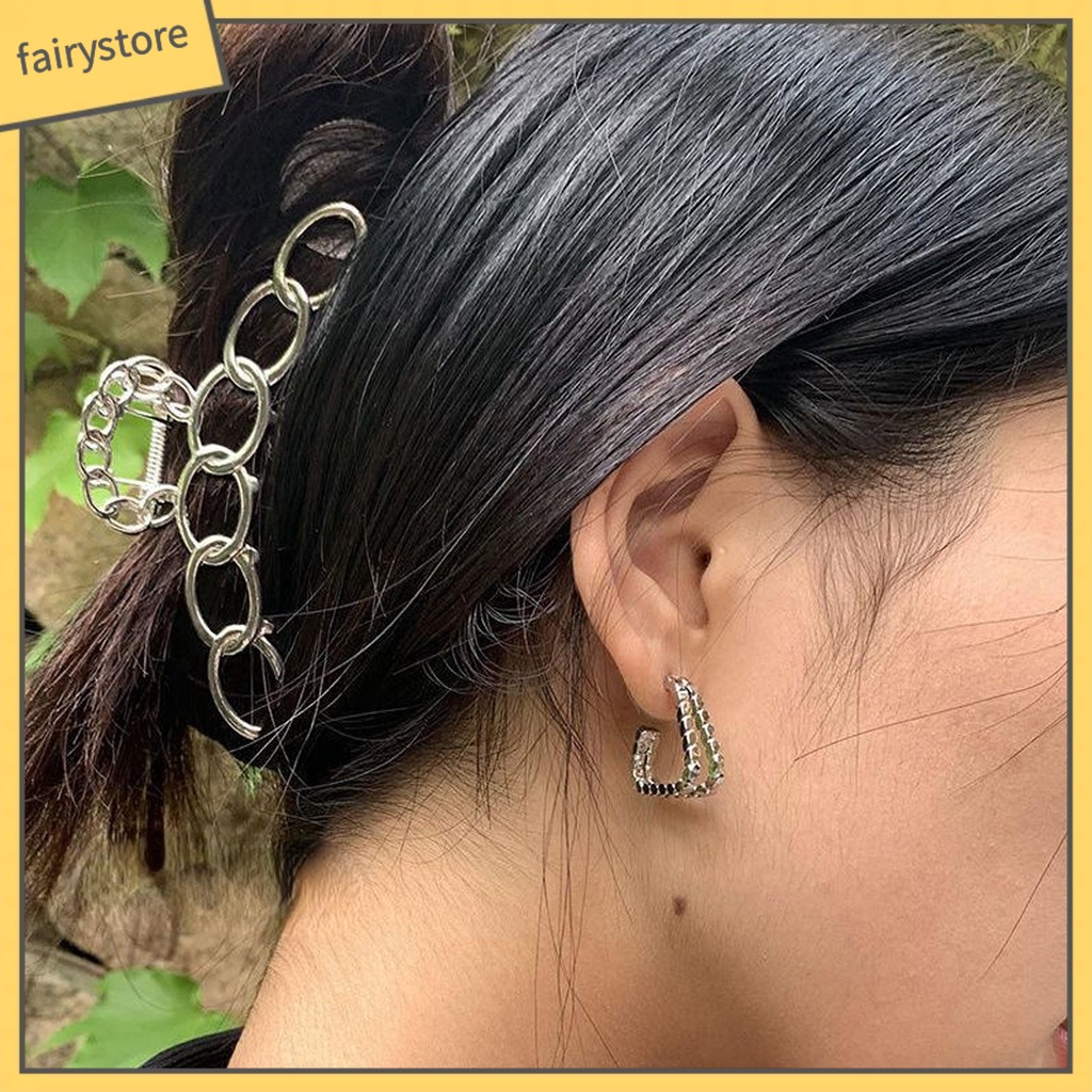 Kẹp Tóc Hình Tròn / Ngôi Sao / Trái Tim Bằng Kim Loại Chắc Chắn Chống Rơi Phong Cách Hàn Quốc