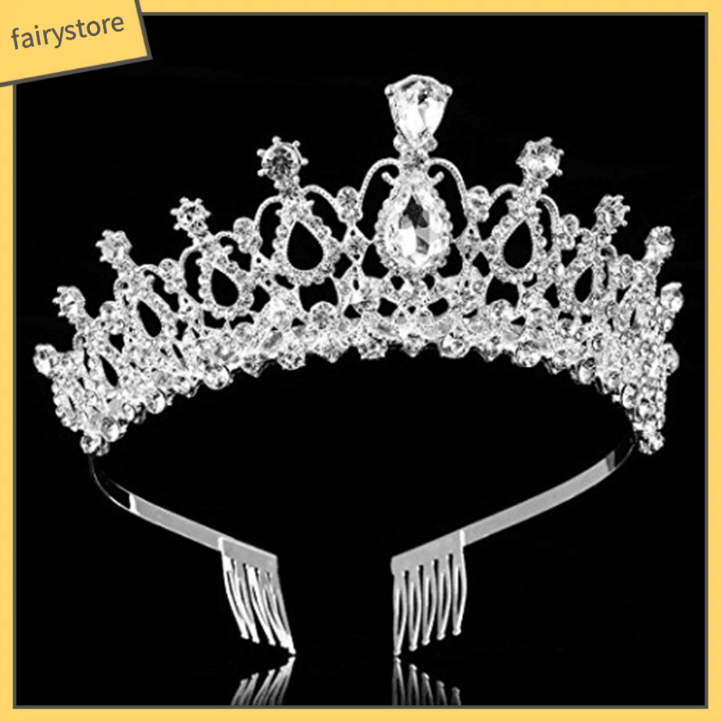 Vương Miện Cài Tóc Đính Đá Phong Cách Vintage Cho Cô Dâu