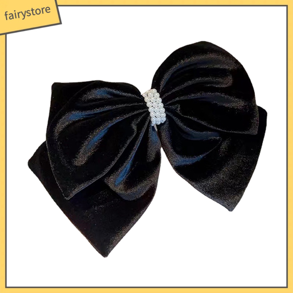 Kẹp Tóc Hình Nơ Đính Ngọc Trai Giả Hai Lớp Chống Trượt Xinh Xắn