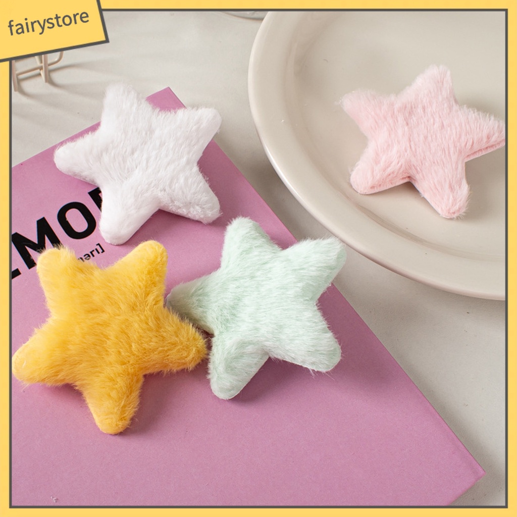 Set 4 Kẹp Tóc Hình Ngôi Sao Năm Cánh Màu Trơn Mềm Mại Chống Trượt