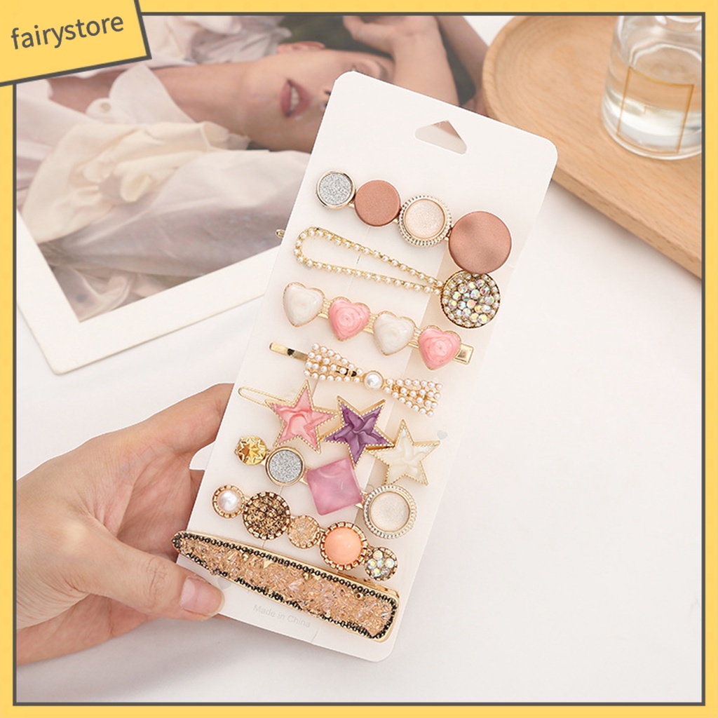 [FRO] Set 8 Kẹp Tóc Đơn Giản Với Hiệu Ứng Ánh Ngọc Trai Tinh Tế Dễ Phối Đồ Cho Nữ