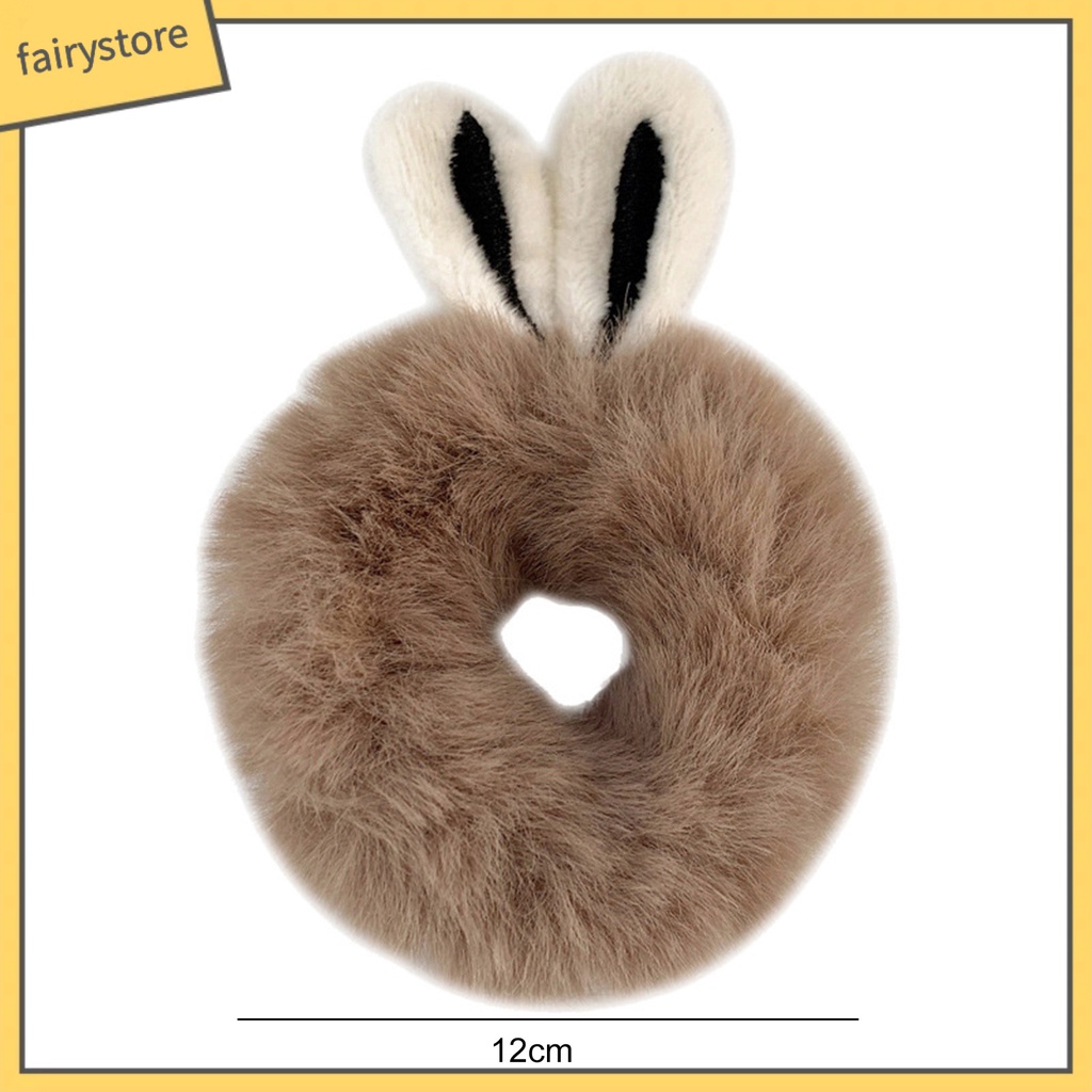 Dây Cột Tóc Tai Thỏ Lông Nhung Mềm Co Giãn Cao Chống Trượt Màu Kẹo Ngọt