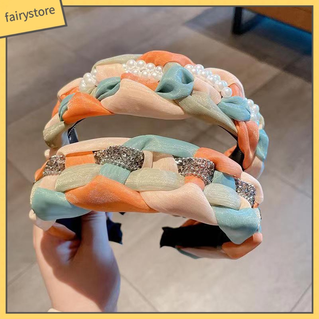 Băng Đô Cài Tóc Phối Lưới Và Ngọc Trai Giả Trang Trí Tóc Cho Cô Dâu