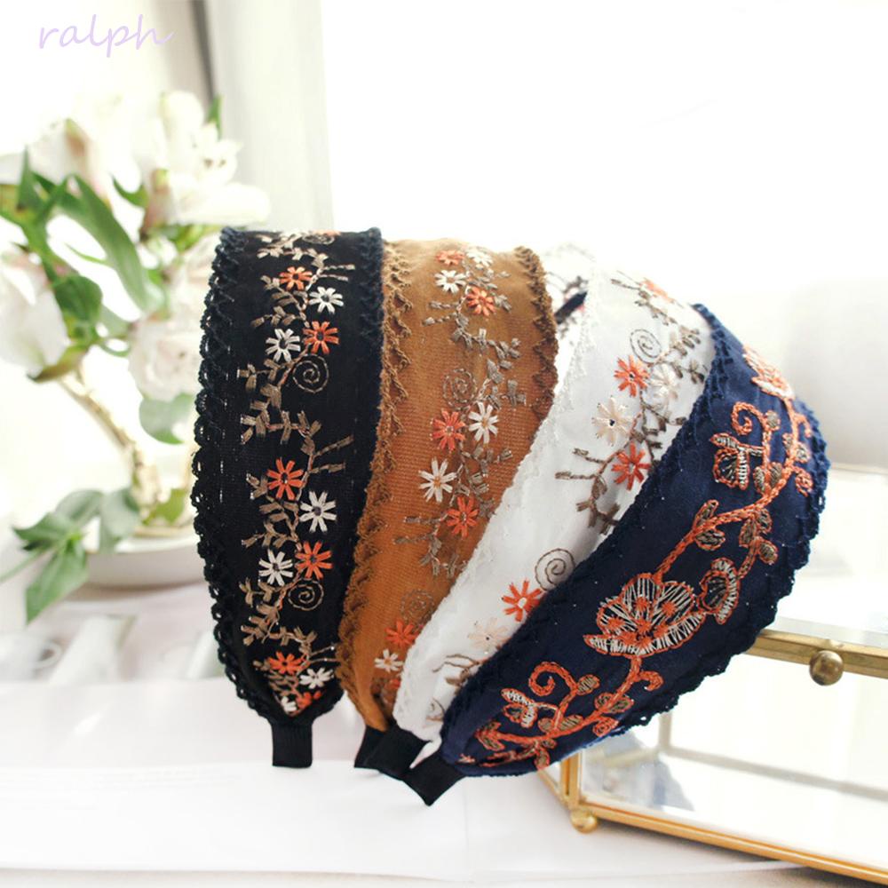 Băng Đô Cài Tóc Thêu Hoa Phong Cách Retro Thời Trang Cho Nữ