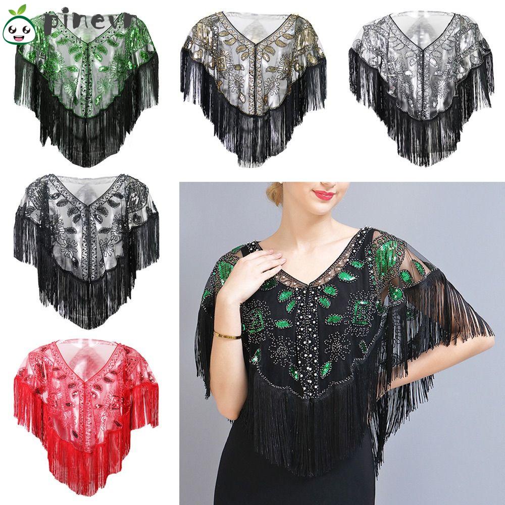 Khăn Choàng Tua Rua Đính Kim Sa Hóa Trang Cho Nữ