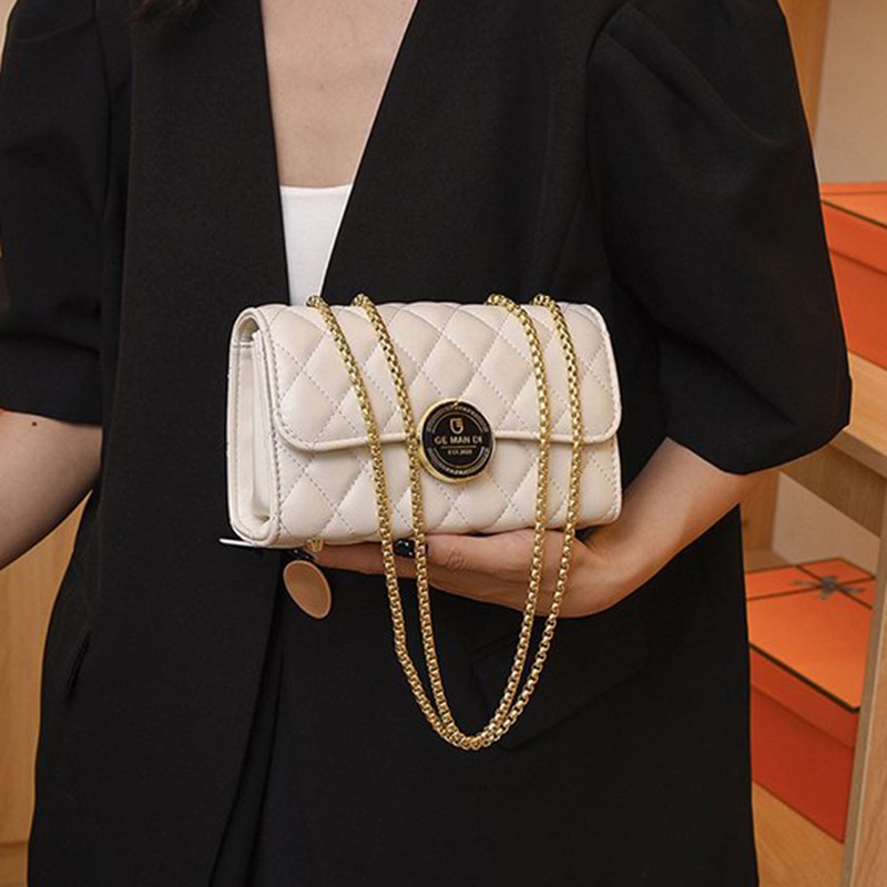 Túi Đeo Chéo Hình Vuông Cỡ Nhỏ Phối Dây Đeo Sợi Xích Thời Trang Cho Nữ