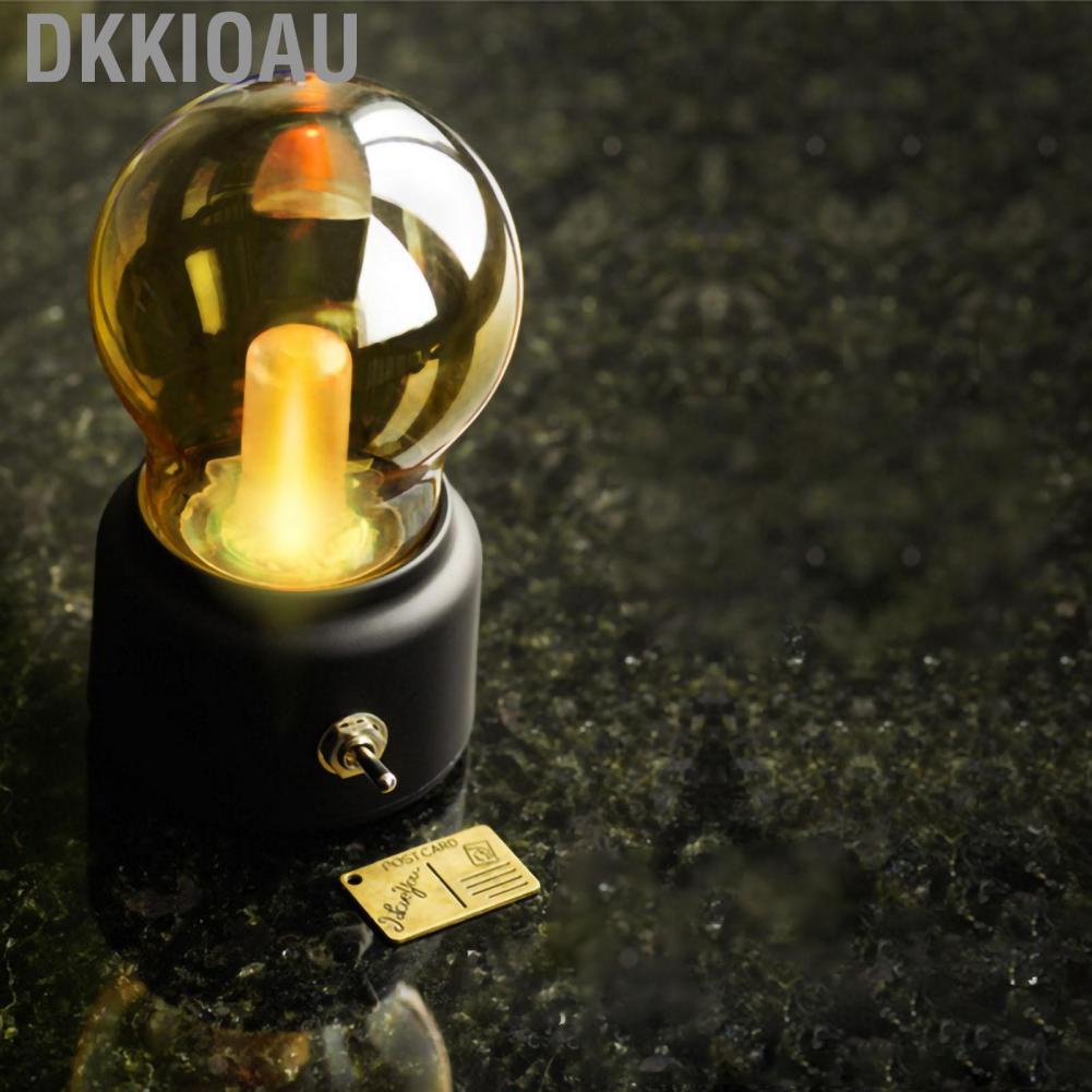 Dkkioau Night Light USB Rechargeable Bulb Shape Continuous Light Dormitory Desk Lamp for Bedroom Bedside