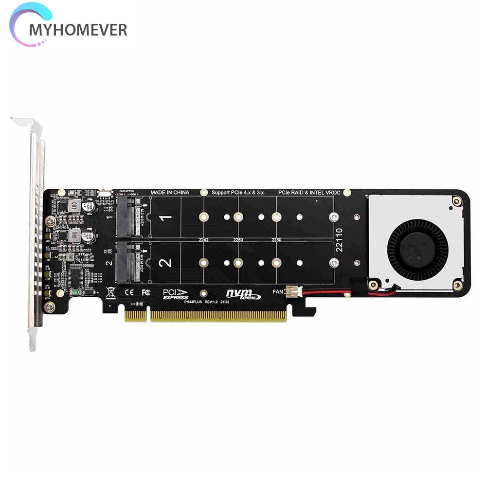 Card Chuyển Đổi 4Disk NVME Raid PCI-E4.0X16 Hai Mặt Cho 2230 / 2242 / 2260 / 2280mm