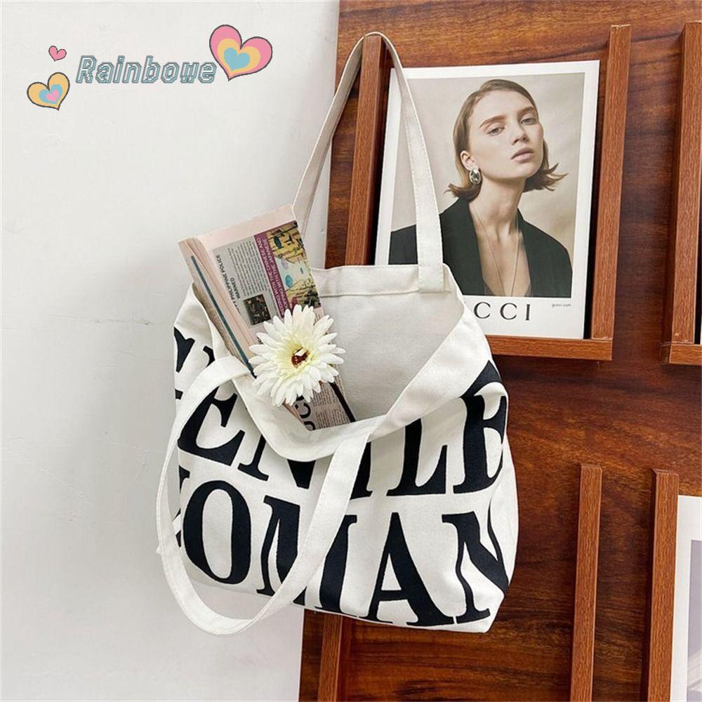 Túi Xách Cầu Vồng In Chữ Sức Chứa Lớn