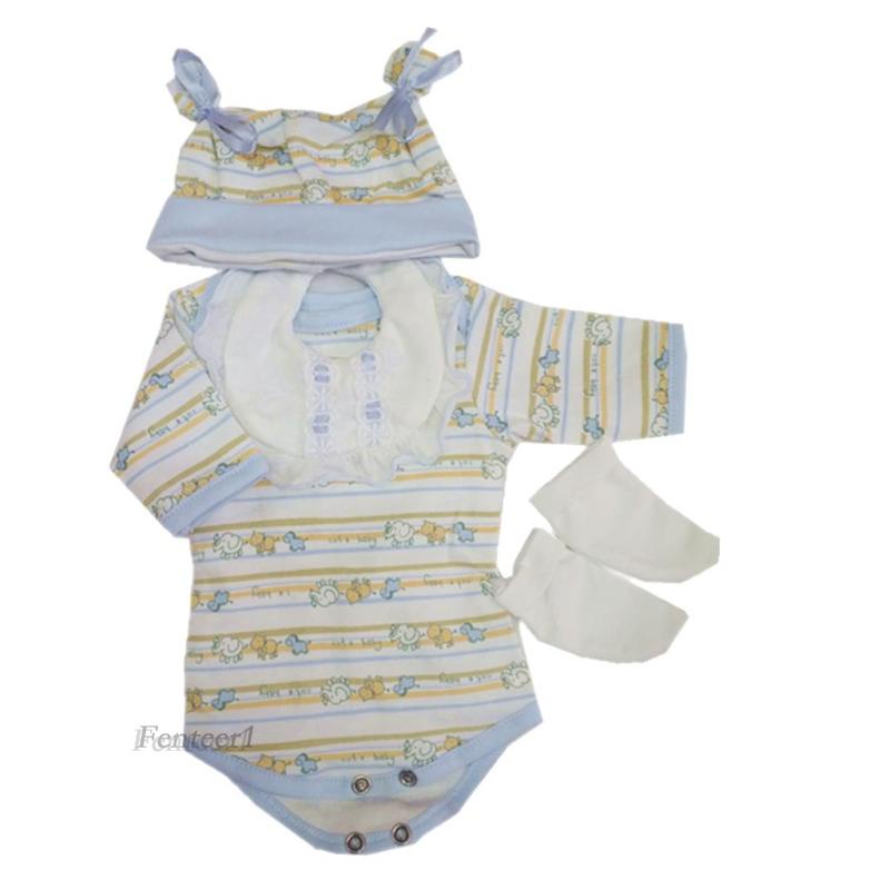 Bộ Áo Liền Quần + Nón + Yếm Xinh Xắn Cho Búp Bê Sơ Sinh 1-17 - 18inch