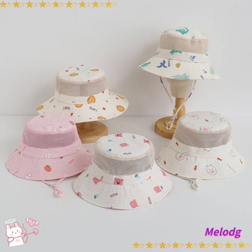 MELODG Mũ Tai Bèo Vải Cotton Phối Lưới Thoáng Khí Chống Tia UV Dễ Thương Cho Bé Từ 1-4 Tuổi