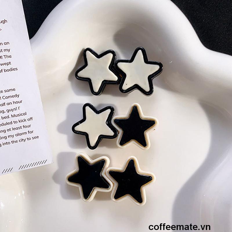 ⚡Kẹp Tóc Ngôi Sao Năm Cánh Màu Trắng Đen Phong Cách Hàn Quốc Dễ Thương Cho Nữ