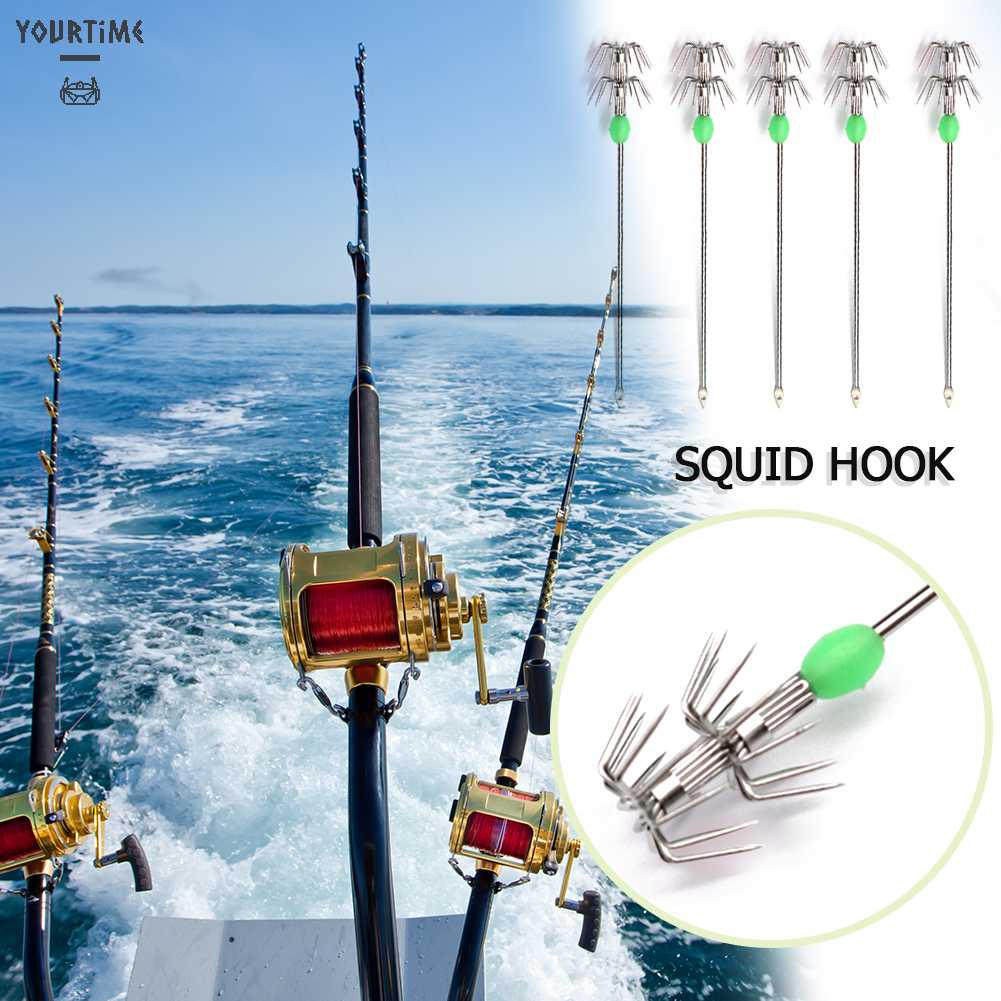 Bộ 10 Chiếc Móc Câu Hình Con Mực Phát Sáng Trong Bóng Tối