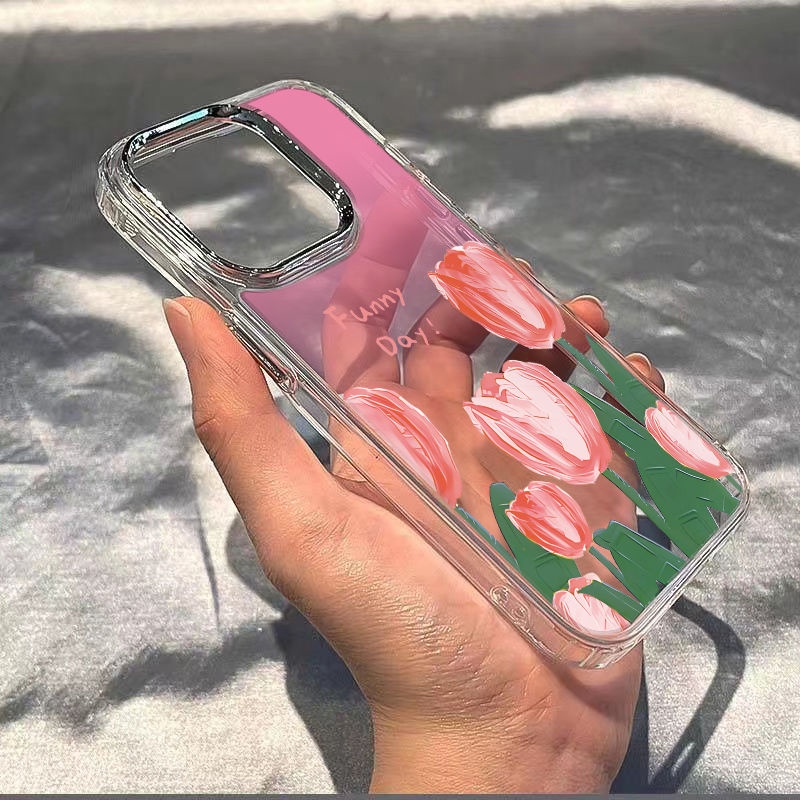 ✅Ốp Điện Thoại Mềm Chống Sốc Họa Tiết Hoa Tulip Cho Apple 11 Plus 14 Pro 128 max 13 7 PSAS