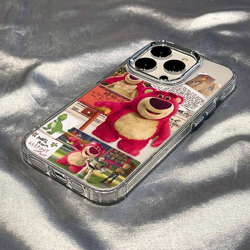 ✅Ốp Điện Thoại Dẻo Họa Tiết Chú Gấu &amp; Dâu Tây Dễ Thương Chống Sốc Cho Iphone Xs xs7 138 11 max 14proplusiPhone12