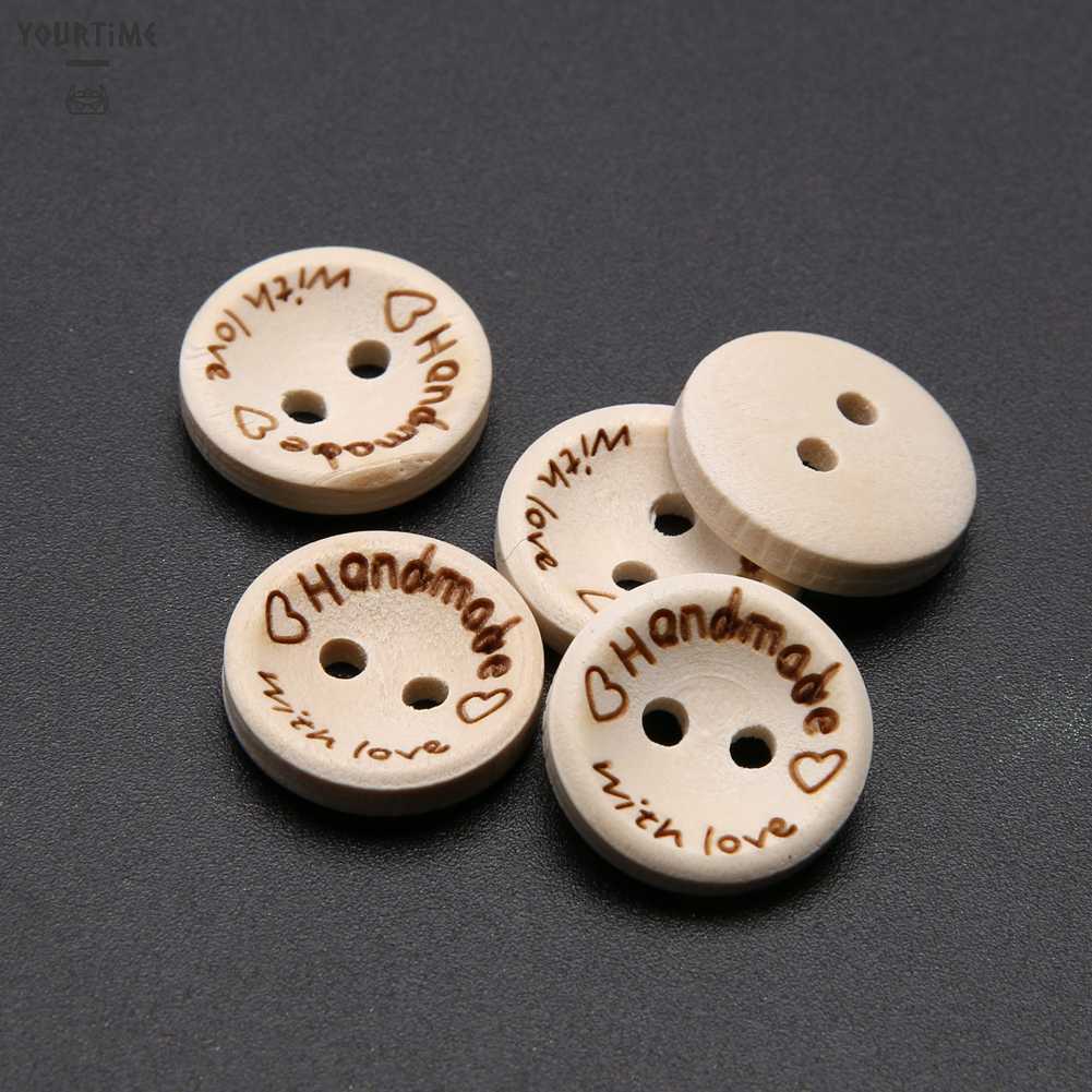 Set 100 Nút Gỗ Hình Trái Tim Nhiều Màu