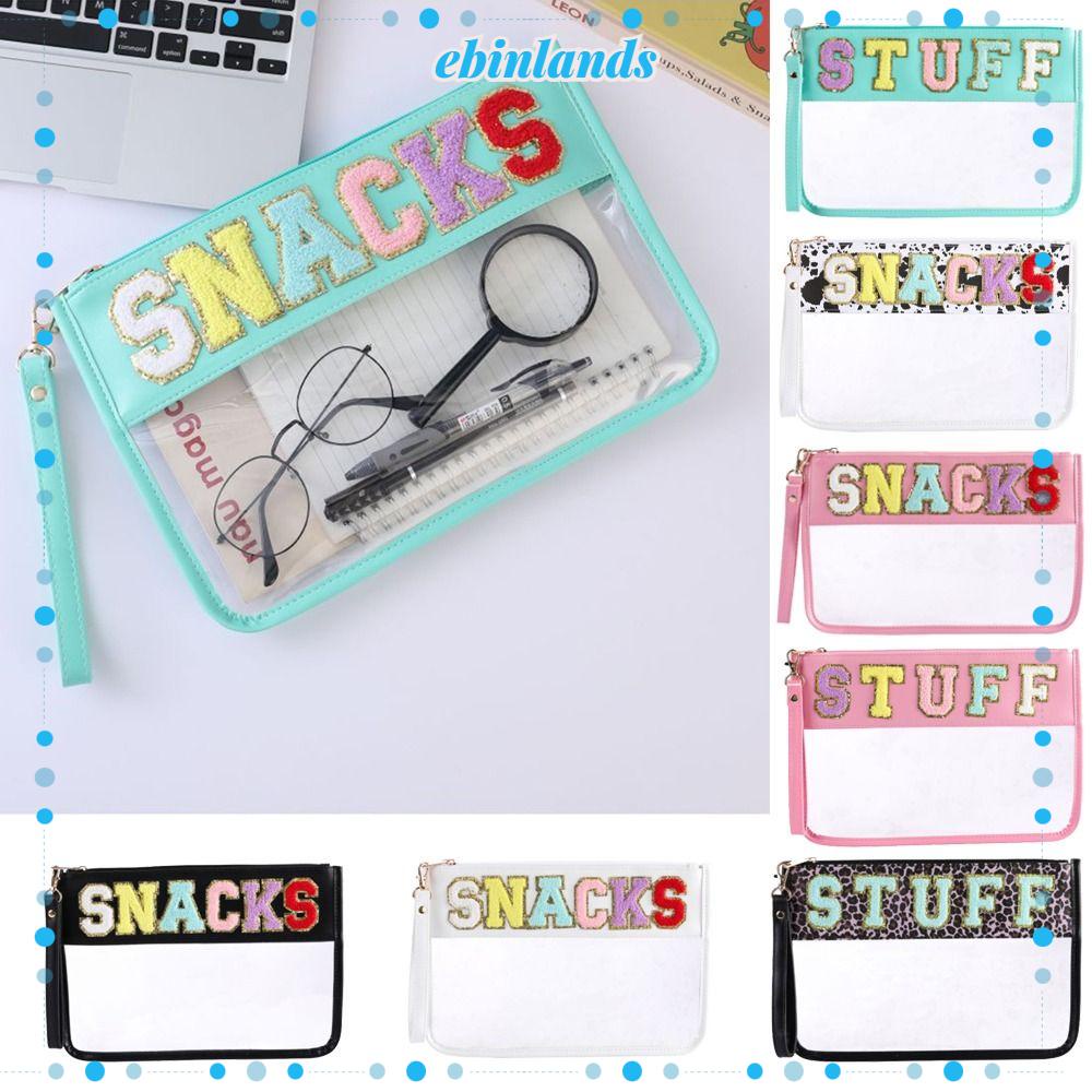 Ebinlands Túi Đựng Mỹ Phẩm / Đồ Trang Điểm Đa Năng In Chữ Cái Màu Trong Suốt