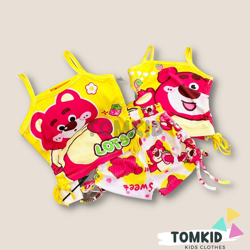 Bộ 2 dây bé gái, đồ bộ cho bé gái quần đùi dây rút thun lạnh loại 1 dày dặn thoáng mát co giãn tốt 10-40kg Tomkids