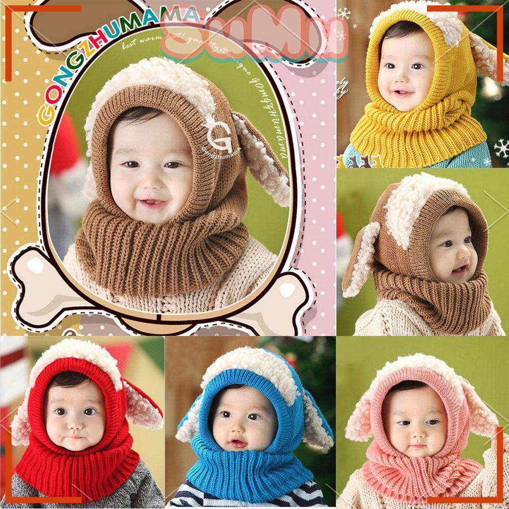 Mũ Trùm Đầu Kiêm Khăn Choàng Cổ Có Tai Dễ Thương Xinh Xắn Cho Bé