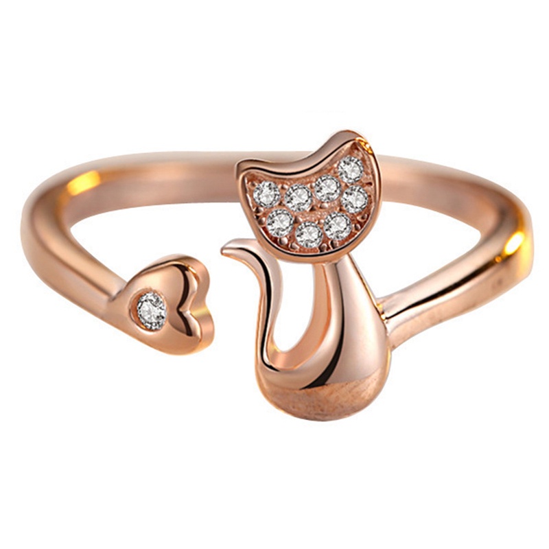 Ygt Nhẫn Hở Hình Mèo Bằng Đồng Đính Đá Zircon Thời Trang Sáng Tạo Có Thể Điều Chỉnh