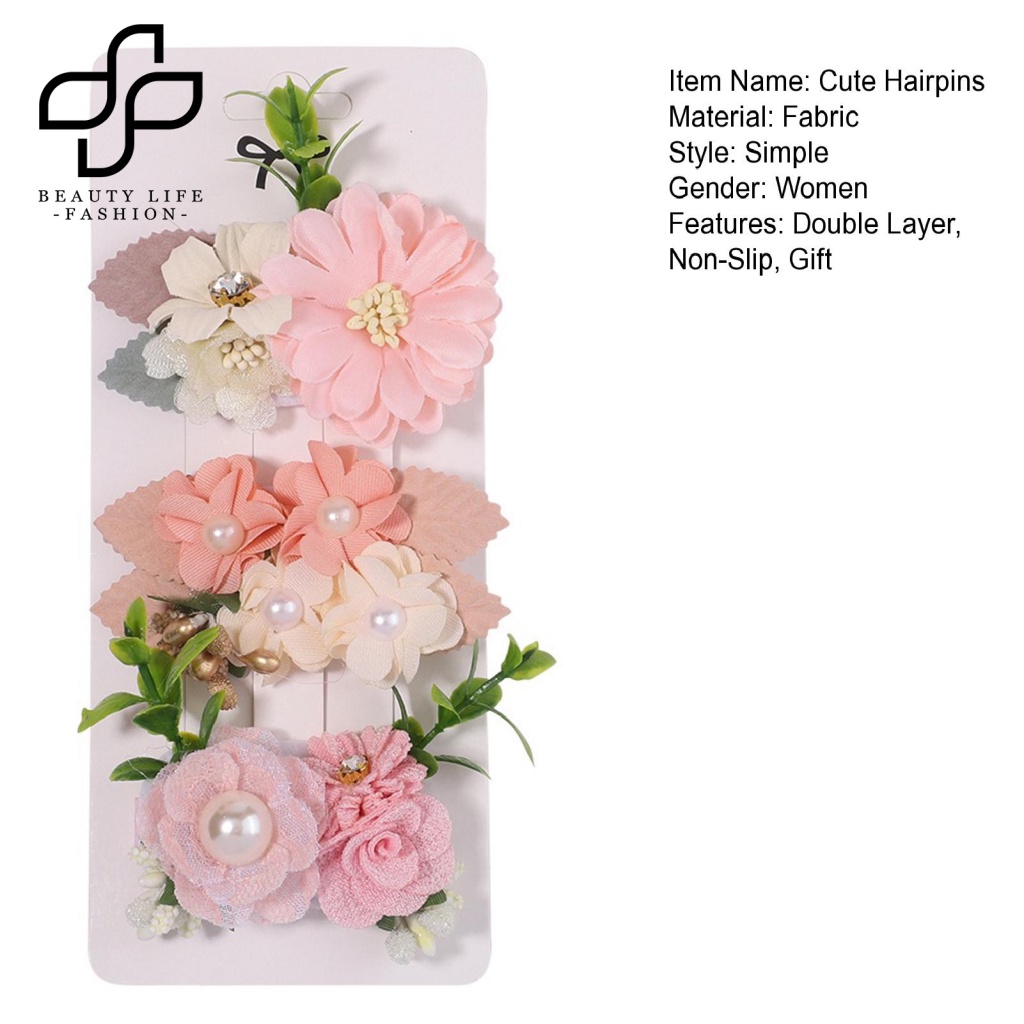 Bộ 3 Kẹp Tóc Màu Sắc Tươi Sáng Đính Hoa Giả Xinh Xắn