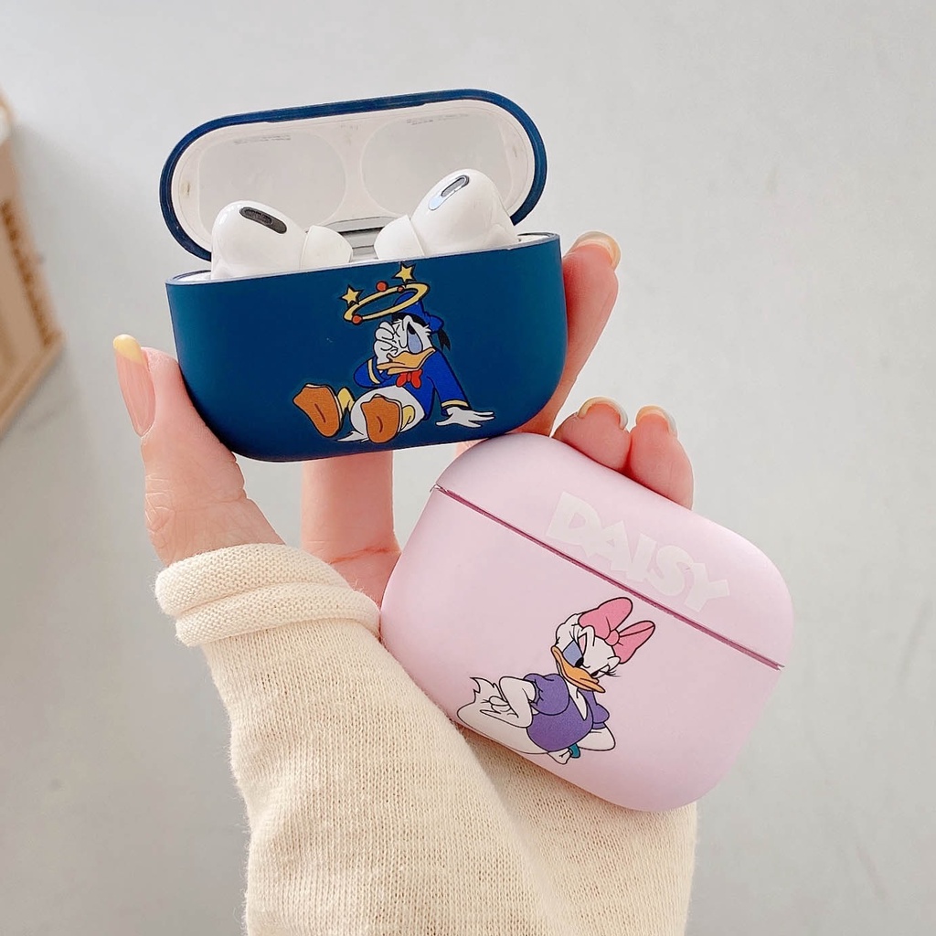 Vỏ Bảo Vệ Hộp Sạc Tai Nghe AirPods 1 2 3 Pro 2 Pro Bằng TPU Dẻo Dạ Quang in Họa Tiết Vịt Donald &amp; Daisy Dễ