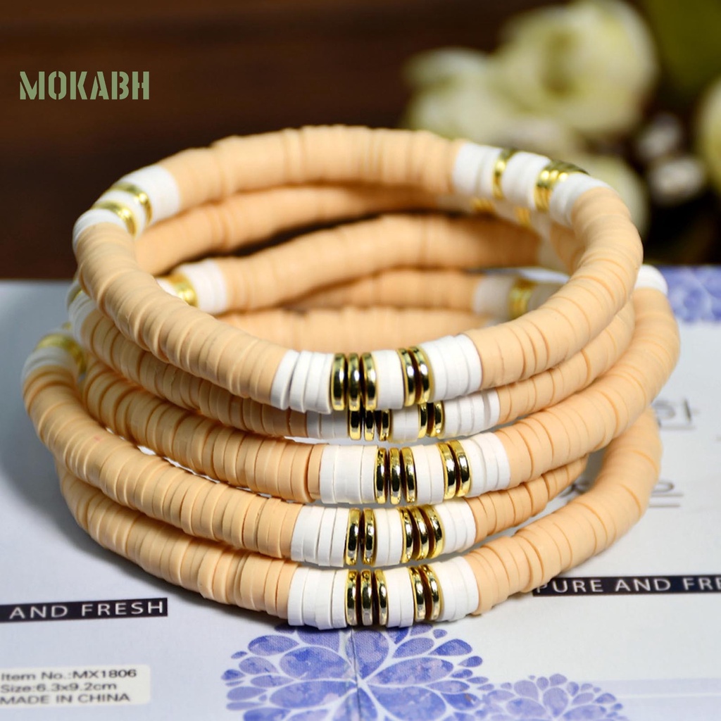 [Mok Abh] Vòng Tay Hạt Đá Polymer Co Giãn Phong Cách Boho