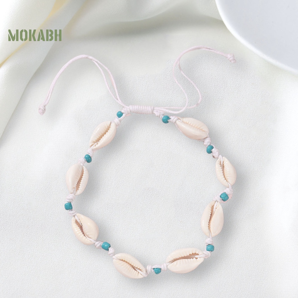 Lắc Chân Bện Dây Đính Vỏ Sò Phong Cách Bohemia Thanh Lịch Cho Nữ